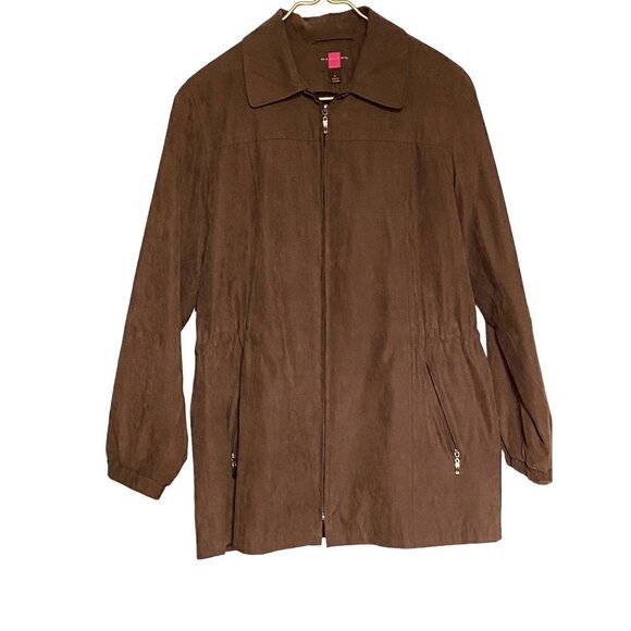 Gallery Vintage 90's Faux Suede Brown Jacket Removable Lining Women's Size Small - Picture 1 of 14